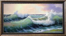 EXTRA LARGE SEASCAPE "PACIFIC OCEAN WAVES" LISTED ARTIST OIL PAINTING CANVAS for sale  Shipping to Canada