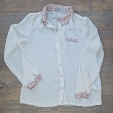 Ladies Cameo Rose for New Look Size 10 Chiffon Blouse With Polka Dot Collar for sale  Shipping to South Africa