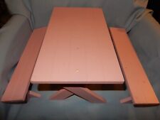 American Girl Doll Chrissa Party Picnic Table Benches Pink Wooden for sale  Shipping to South Africa