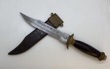 Antique Dagger Knife Blade Fixed Metal Handle Sheath Wood Hunting Rare Old 20th, used for sale  Shipping to South Africa