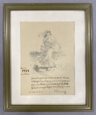 Vintage Sketch Signed H. Clementz With Poem Dated 1924 Berlin Matted And Framed for sale  Shipping to South Africa