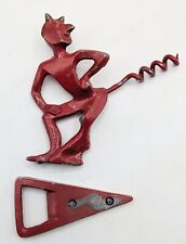 Vintage Metal Red Devil Wine Corkscrew Beer Bottle Opener Demon Satan Lucifer for sale  Shipping to South Africa