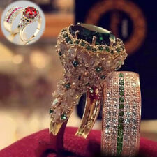 Precioso conjunto de anillos de boda para mujer joyería de circonio cúbico talla 5-11 anillos de plata 925 segunda mano  Embacar hacia Mexico