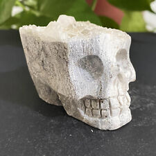 152G Naturalny biały skuster kryształów Rzeźbiona czaszka Kwarc Kryształ Uzdrawianie na sprzedaż  Wysyłka do Poland