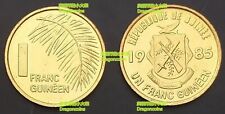 Gwinea 1 frank 1985 Palma 16mm mosiężna moneta UNC, używany na sprzedaż  Wysyłka do Poland