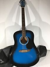 Guitarra acústica vintage linda Austin Bazaar azul e preta com bolsa para shows comprar usado  Enviando para Brazil