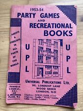 1953-54 catálogo de juegos de fiesta y libros recreativos UPL, Londres  segunda mano  Embacar hacia Argentina