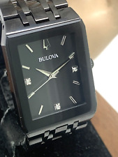 Usado, Relógio masculino Bulova 98D164 quartzo diamante mostrador preto retangular aço inoxidável comprar usado  Enviando para Brazil