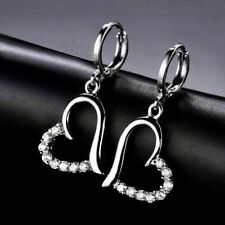Used, 2 Ct Round Simulated Diamond Heart Shape Drop Earrings In 14k White Gold Plated for sale  Shipping to South Africa
