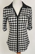 Nygard Womens Top 3/4 Sleeve Size XS Black White Check Pullover Stretch Blouse, used for sale  Shipping to South Africa