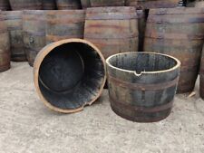Large Genuine Half Whisky Barrel Oak Whiskey Plant Container Flower Pot planter, used for sale  BAKEWELL