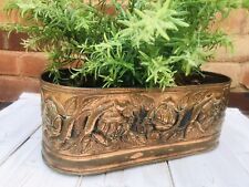 vintage arts and crafts ornate brass planter / Plant Pot jardiniere for sale  WALSALL