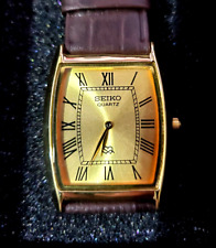 Usado, RARO Vintage Seiko Relógio Masculino Clássico Tanque Barril Ouro Champaign Mostrador Cetim comprar usado  Enviando para Brazil
