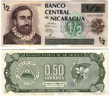 Billete - 1992 Nicaragua, 1/2 Córdoba, P172 UNC, Córdoba (F) Brazos y Flor (R), usado segunda mano  Embacar hacia Argentina