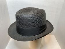 Sombrero Fedora de Paja Negra Vintage Calidad Superior Tejido a Mano Talla 7 1/4 segunda mano  Embacar hacia Mexico