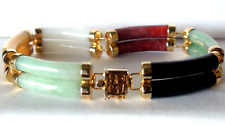 Used,  NATURAL MULTICOLORED  JADE 14K SOLID YELLOW GOLD  BRACELET 7.3/8'', 21.66 GRAM. for sale  Shipping to South Africa