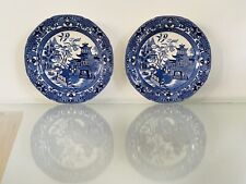 Burleigh Ware Willow 1 Made In England X2 Plates Blue & White T5 for sale  LANCASTER