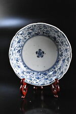 Usado, M4174: Prato/prato japonês antigo Imari-ware flor azul e branco arabesco Kakufuku comprar usado  Enviando para Brazil