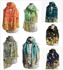 Women Ladies Long Fashion Bird Sparrow Tree Pattern Shawl Scarf Scarves Stole , used for sale  Shipping to South Africa