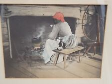 Rare Antique African American art print Hand Colored lady w/ pipe And House Cat  for sale  Shipping to South Africa