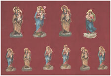 10 Très Rare Chromo+Or Decoupis Gaufré. Vierge Marie Avec Bébé Jésus. d'occasion  Expédié en Belgium