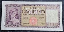 1947 Italy 500 Lira Banknote Signed Einaudi and Urbini,  Banknote Rare segunda mano  Embacar hacia Argentina