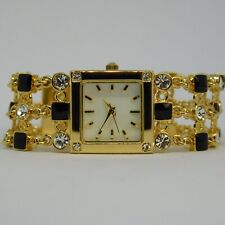 Relógio feminino de quartzo pulseira incrustada de cristais tom dourado tamanho. Bateria nova 6 1/4" comprar usado  Enviando para Brazil