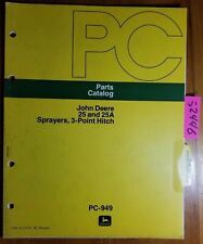 John Deere 25 25A 3 Point Hitch Sprayer Parts Catalog Manual PC-949 2/77 for sale  Niagara Falls