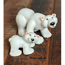 Vintage 1995 Fisher Price Zwierzęta Rodziny Sztuczne Niedźwiedzie polarne Mama i dziecko na sprzedaż  Wysyłka do Poland