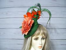 Chapéu feminino verde laranja Kentucky Derby Fascinator chapéu festa chá, chapéu corrida de cavalos comprar usado  Enviando para Brazil