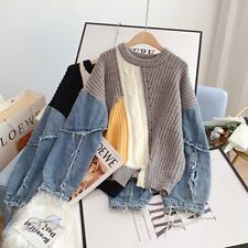 Novo Suéter Feminino de Malha Gola Redonda Manga Longa Denim Trapos no Inverno comprar usado  Enviando para Brazil