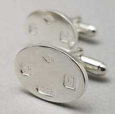 Solid Sterling Silver Oval Cufflinks Hallmarked Birmingham 2015 - 12.2g, used for sale  Shipping to South Africa