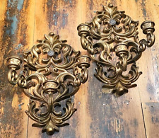 2 MCM Burwood Syroco Homco Style Gold CANDLE HOLDER SCONCE Hollywood Regency for sale  Shipping to South Africa