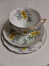 VINTAGE MELBA ENGLISH BONE CHINA TEA SET TRIO YELLOW FLORAL for sale  Shipping to South Africa