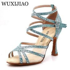 Latin Woman Salsa Silk Satin Dance Shoes Glitter Rhinestone Professional Shoes for sale  Shipping to South Africa