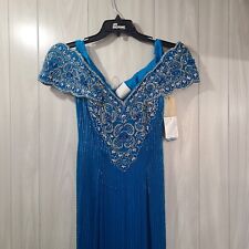 Alyce Designs Formal Dress Size 8 Beautiful Peacock Blue sequin prom dance 90's  for sale  Shipping to South Africa