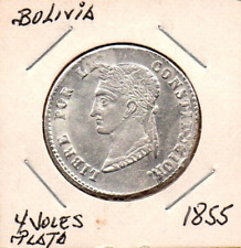 Moneda Bolivia 4 Soles 1855 Plata .667 13.5gr KM#125 segunda mano  Embacar hacia Argentina