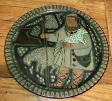 Swiss Art Pottery Large Folk Art Plater 11” Plate Schneider Steffisburg Shepherd for sale  Shipping to South Africa