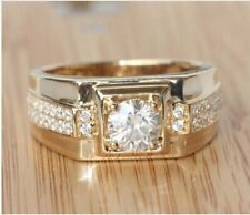 Used, 2 Ct Round Cut Certified Moissanite Men's Engagement Ring Solid 14K Yellow Gold for sale  Shipping to South Africa