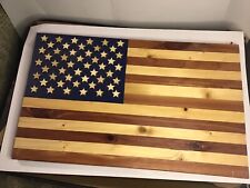 Usado, Bandeira americana rústica feita à mão 9”x15” EUA madeira patriótica homem caverna parede comprar usado  Enviando para Brazil