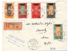 Togo 1922, ocupación francesa 5 fr. Scott # 209 et al. en cubierta R a EE. UU. segunda mano  Embacar hacia Mexico