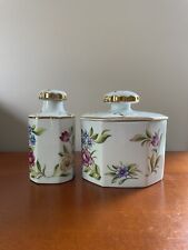 Vintage Porcelain Vanity Bath Floral Set Bottle & Jar Lady Barrington, used for sale  Shipping to South Africa