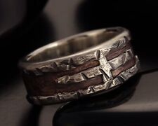 Rustic Band 925 Sterling Silver And Copper Handmade Ring Gift For Men's Wedding for sale  Shipping to South Africa