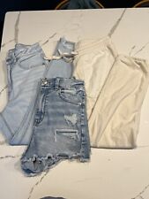 Lote de 3 jeans American Eagle Mom, shorts de cintura alta, moletons creme tamanho 6/pequeno , usado comprar usado  Enviando para Brazil