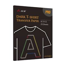 25 PÇS A-SUB PRO papel de transferência escuro ferro 8,5x11 camiseta jato de tinta transferência de calor, usado comprar usado  Enviando para Brazil