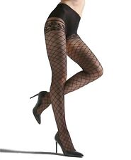 Natori Sz M Black Scroll Mock Fishnet Sheer Tights Stockings  NTS04567 Open Pack for sale  Shipping to South Africa