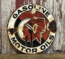 RED INDIAN Gasoline & Motor Oil Gas Pump Plate Porcelain Sign (McColl Frontenac) for sale  Shipping to Canada