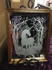 Etched unicorn mirror for sale  Enon Valley