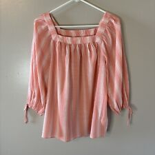 Blusa Lauren Conrad listra pêssego manga 3/4 gola quadrada tamanho médio comprar usado  Enviando para Brazil