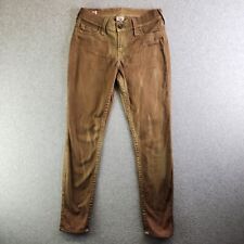 Pantalones de mezclilla True Religion para mujer 28 marrones brillantes Halley súper ajustados altura baja brillantes segunda mano  Embacar hacia Argentina